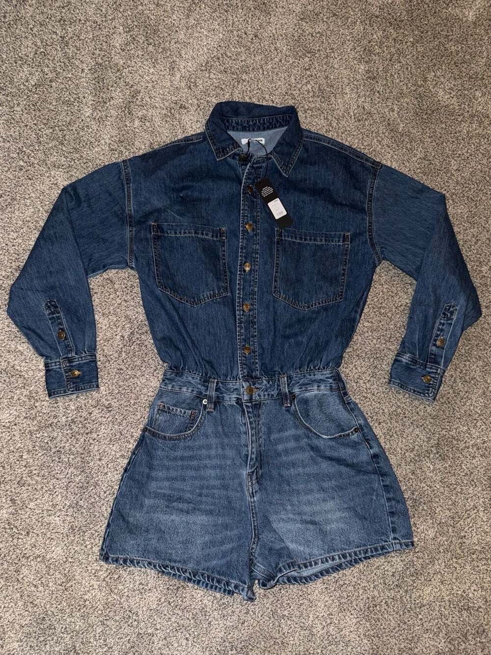 Fashion Nova Farmer's Market Cutie Denim Romper Size L